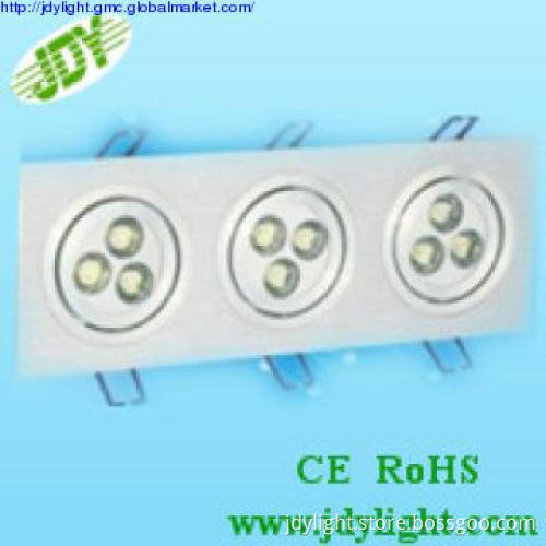Rectangular recessed aluminum 30degrees LED downlight 9W